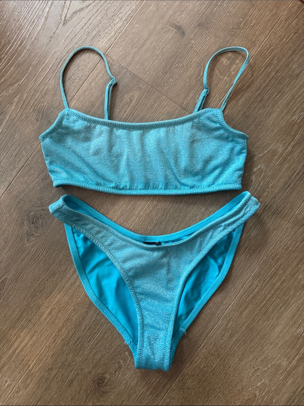 triangl swimwear blue Shimmer Bikini Set